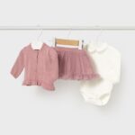 Set kardiganu, body a sukně pro holčičku 15-02830